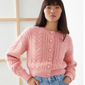 & Other Stories Cable Knit Cardigan Sweater